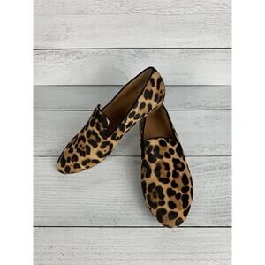 J.Crew Shoes Women's 6.5 Black Brown Leopard Print Calf Hair Flats Shoes Loafer